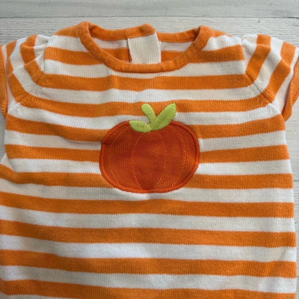 Gymboree orange and white stripe pumpkin‎ sweater dress 6-12 months